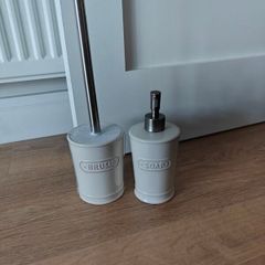 Toilet brush cleaner and hand dispenser