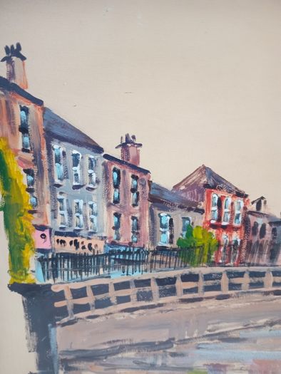 Oil Painting "Ha"penny Bridge Dublin". Frank Feld RHA.1986