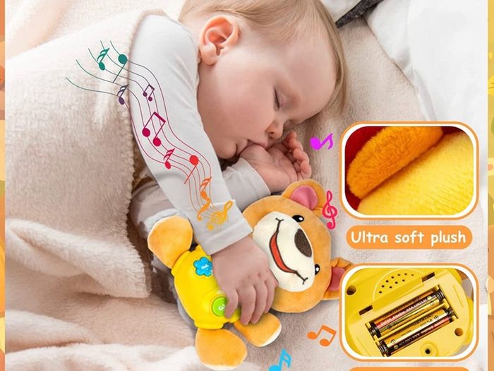 Baby Musical Toys for 6-12 Months, Interactive Bear Plush Toys Sound Toys with Light Up, Baby Sensory Toys for 1 2 3 Year Old Boys Girls, Learning Tummy Time Toys for 1st Birthday Gifts