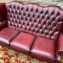 Vintage ox blood leather 3 seater Chesterfield sofa. Image 3