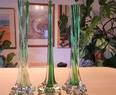 Three vintage elephant foot vases