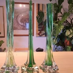 Three vintage elephant foot vases
