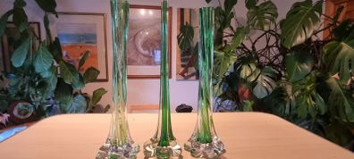 Three vintage elephant foot vases