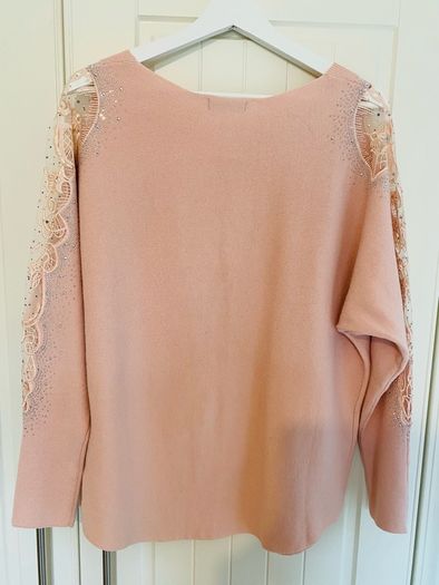 QUIZ knit lace shoulder diamante jumper