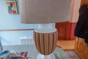 Vintage Large Terracotta And Porcelain Table Lamp.