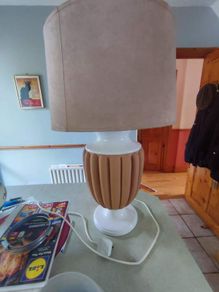 Vintage Large Terracotta And Porcelain Table Lamp.