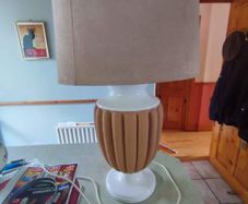Vintage Large Terracotta And Porcelain Table Lamp.