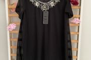 dress Bnwt byoung dress size 38 black chiffon with embellished neckline short sleeves