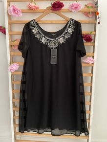 dress Bnwt byoung dress size 38 black chiffon with embellished neckline short sleeves