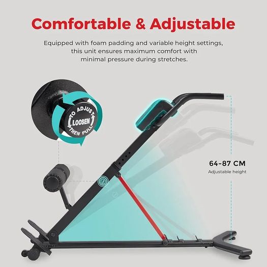 Foldable Hyperextension Roman Chair w/Back Extension, Home Gym Sit Up Bench for Glute & Ab Workouts, Optional Adjustment Incline & Multi-Function Heavy-Duty Exercise Equipment