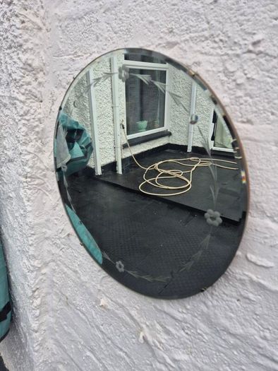 Vintage Art Deco circular etched design 1930s Mirror