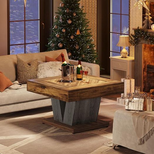 Coffee Table Square Wood Coffee Table for Living Room 80cm