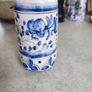 Small blue cup as holder handmade pottery and painted. Image 5