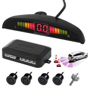 Rear Reversing Car Parking Sensors 4 Sensors Kit Audio Buzzer Alarm LED Display, DC 12V