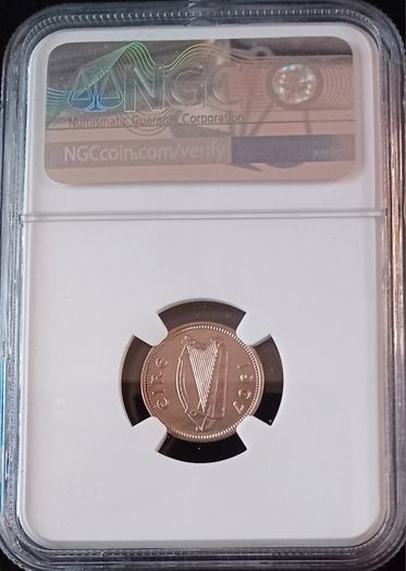 1967 Ireland 3pence coin NGC MS66. TOP GRADED