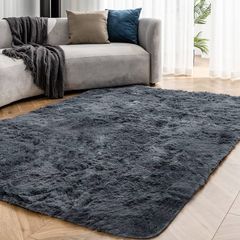 MULTIPLE SIZES/COLOURS AVAILABLE Grey Rug Living Room Rug Large Anti Slip Rug Fluffy Rugs Faux Fur Rug Velvet Thick Rug Plush Shaggy Area Rugs Super Soft Floor Mat for Bedroom Kids Rooms Decor (Grey, 120x180cm)