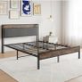 King Size Bed Frame with Storage Wooden Headboard,5ft Metal Upholstered Platform Bed Frame King Size Bed Base,Mattress Base/Sturdy Steel Slat Support/Under-bed Storage/Noise Free Image 7