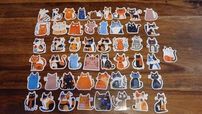 50pcs Cute Cartoon Cat Stickers Decals