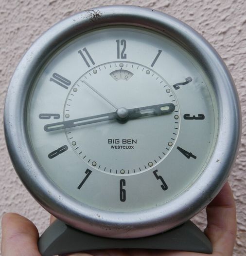 Vintage Westclox Big Ben  10 Charcoal Case Gray Dial Alarm Clock