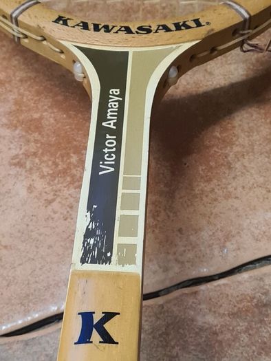 Vintage Kawasaki M4 Victor Amaya Tennis Racket  Wooden Racquet Made In Japan
