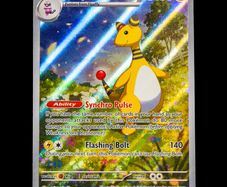 Ampharos 090/086 Illustration Art Ultra Rare Holo Chaos Rising Mega Evolution Pokemon Card AR
