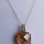 Vintage 925 Sterling Silver Necklace with Peach Faceted Pendant Image 5
