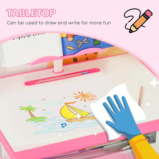 Kids Desk and Chair Set Adjustable Book Stand, Pen Slot