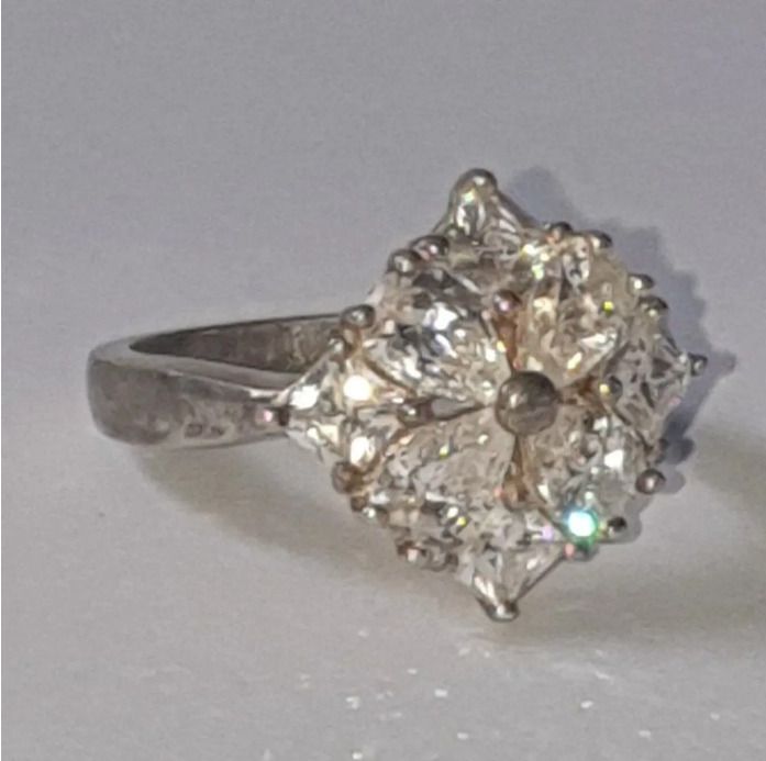 Pristine Vintage Silver & White Sapphire Ring
