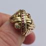 Vintage Heavy Gents 18ct Yellow Gold Diamond & Ruby Puzzle Ring Image 6