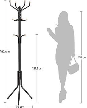 FREE EXPRESS SHIPPING Metal Coat Rack, Clothes Stand, Hat Handbag Hanger, 182 cm Tall Hall Tree, Black