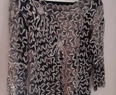 SKY Designs Lace, Ribbon and Sequins Black Top
