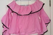 Zara Basics Off-Shoulder Ruffle Top in Pink - size small
