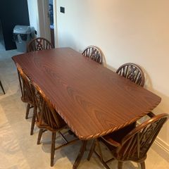 Mahogany dining table and six chairs