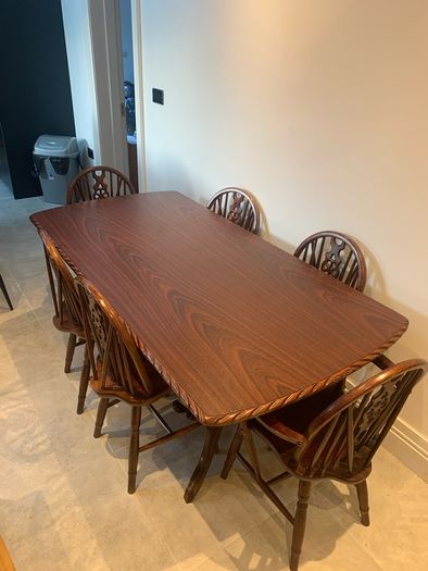 Mahogany dining table and six chairs