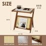 Rattan Side Table Boho NightStand Mid Century Modern End Table Glass Bedside Table Small End Tables Bamboo Coffee Table with Storage Record Player Stand for Living Room Bedroom Image 2