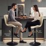 Bar Stools Set of 2, 360 Swivel Bar Chairs, Kitchen Dining Stools, Beige  Height Adjustable, with Back, Modern PU Leather, Metal Footrest & Base, for Breakfast Image 3