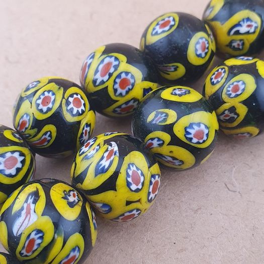 Antique Murano Style Millefiori Glass Beads Necklace 22 inches Strands