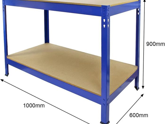 Workbench Garage Table Metal Storage Shelving DIY Tools Heavy Duty Work Bench Workshop Shed