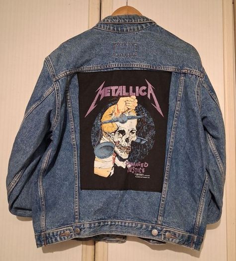 Vintage denim jacket with vintage metallica patch on back