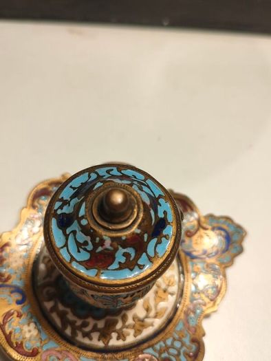 19th Century Napoleon 111 Bronze Cloisonne Ink Well
