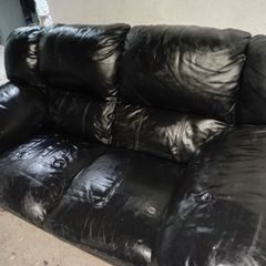 2 seater black leather couch
