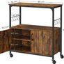Kitchen Shelf, Kitchen Island with Wheels, Serving Trolley, Kitchen Cabinet with Doors, Kitchen Trolley, Trolley, 8 Hooks, for Dining Room, Living Room, Kitchen, Vintage Brown/Black Image 3