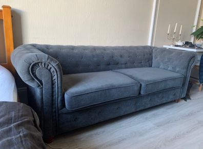 Chesterfield Couch 3-Seater - Dark Grey/ Charcoal