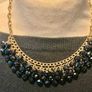 Black Crystal Cluster Necklace Gold Tone Chunky Evening Statement Newbridge Image 9