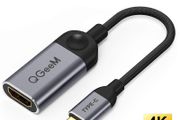 QGeeM USB-C Type (Thunderbolt 3 Compatible) HDMI Female (UHD 4K/30Hz) Gold-Plated/Nylon Braided/Aluminum Alloy Adapter Cable (Brand New/Warranty)