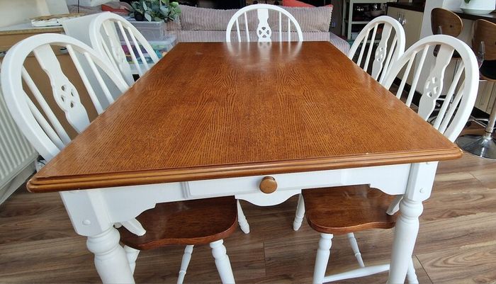 Wood dining table with 6 chairs