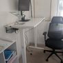 White Electric Height-Adjustable Standing Desk (with Cable Management & Headphone Hook) Image 2