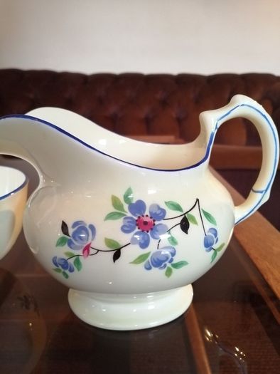 Tuscan China by Plant Hand Painted Floral Sugar Bowl and Milk Jug Set