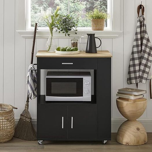 Kitchen trolley Cabinet on wheels black or white
