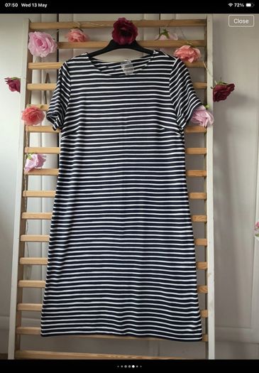 dress street one navy & white striped dress size 38(12)